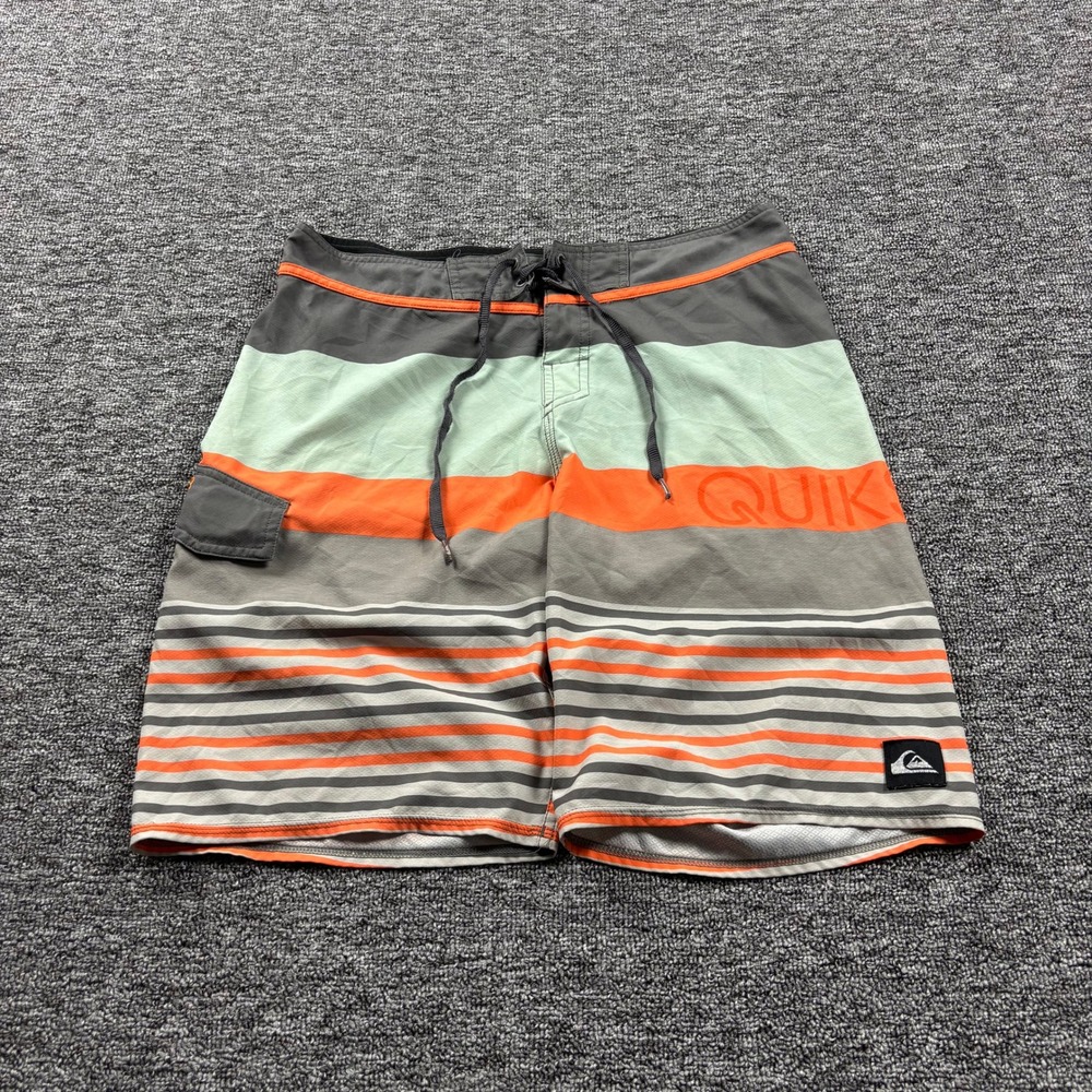 Y2K 2000s Quiksilver Surf Striped Board Shorts Multicolor Men's Size 32